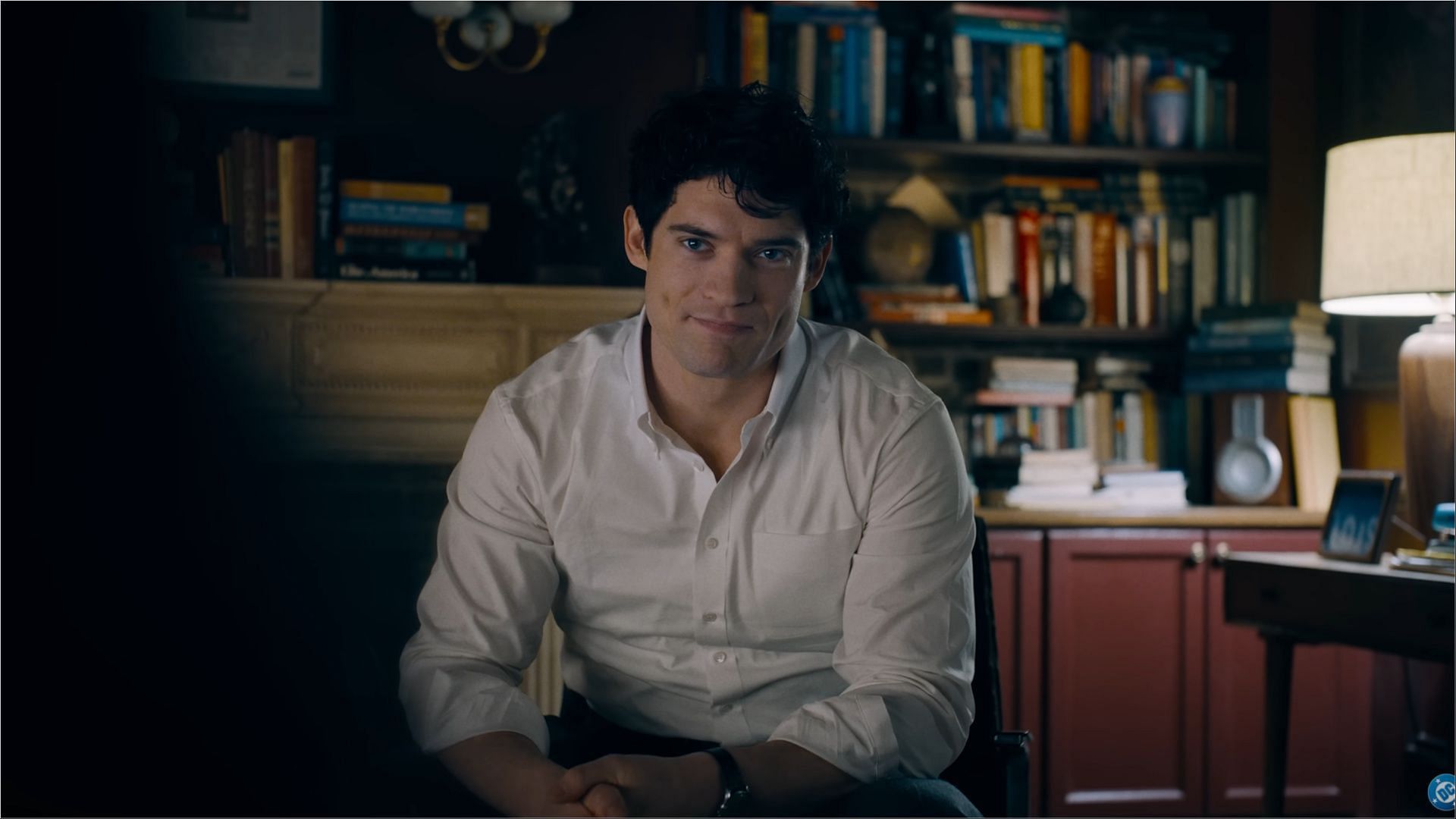 David Corenswet as Clark Kent seen in a quiet moment reflecting on dual identities. (Image via DC)